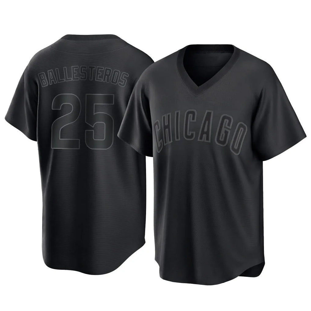 Chicago Cubs #25 Moises Ballesteros Player Black REYNOLDS T-shirt Home Game Stitched Jerseys