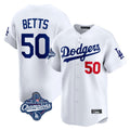 Los Angeles Dodgers #50 Mookie Betts Player White REYNOLDS World Series Meet Limited Home Stitched Jerseys