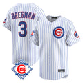 Chicago Cubs #3 Alex Bregman Player White REYNOLDS 150th Anniversary Limited Home Game Stitched Jerseys