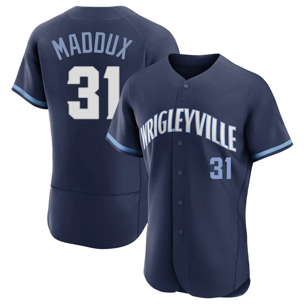 Chicago Cubs #31 Greg Maddux Player Navy REYNOLDS City Connect Limited Elite Home Stitched Jerseys