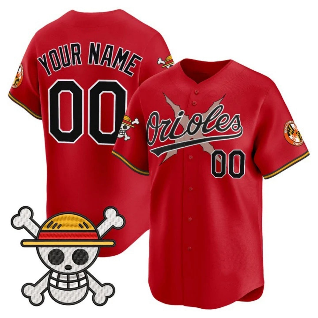 Custom Baltimore Orioles x One Piece Red REYNOLDS Vapor Premier Limited Jersey - Stitched