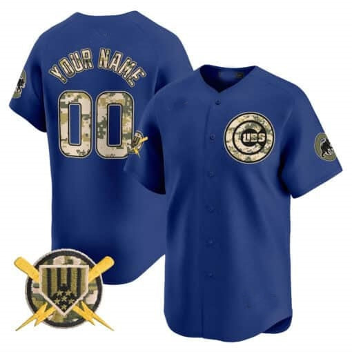 Custom Chicago Cubs Armed Forces Day Vapor Premier Limited Jersey ¨C Royal REYNOLDS