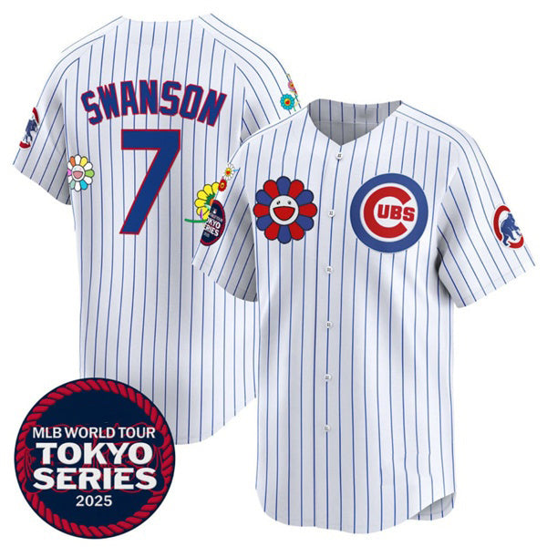 Chicago Cubs #7 Dansby Swanson White REYNOLDS 2025 Tokyo Series Limited Stitched Jersey