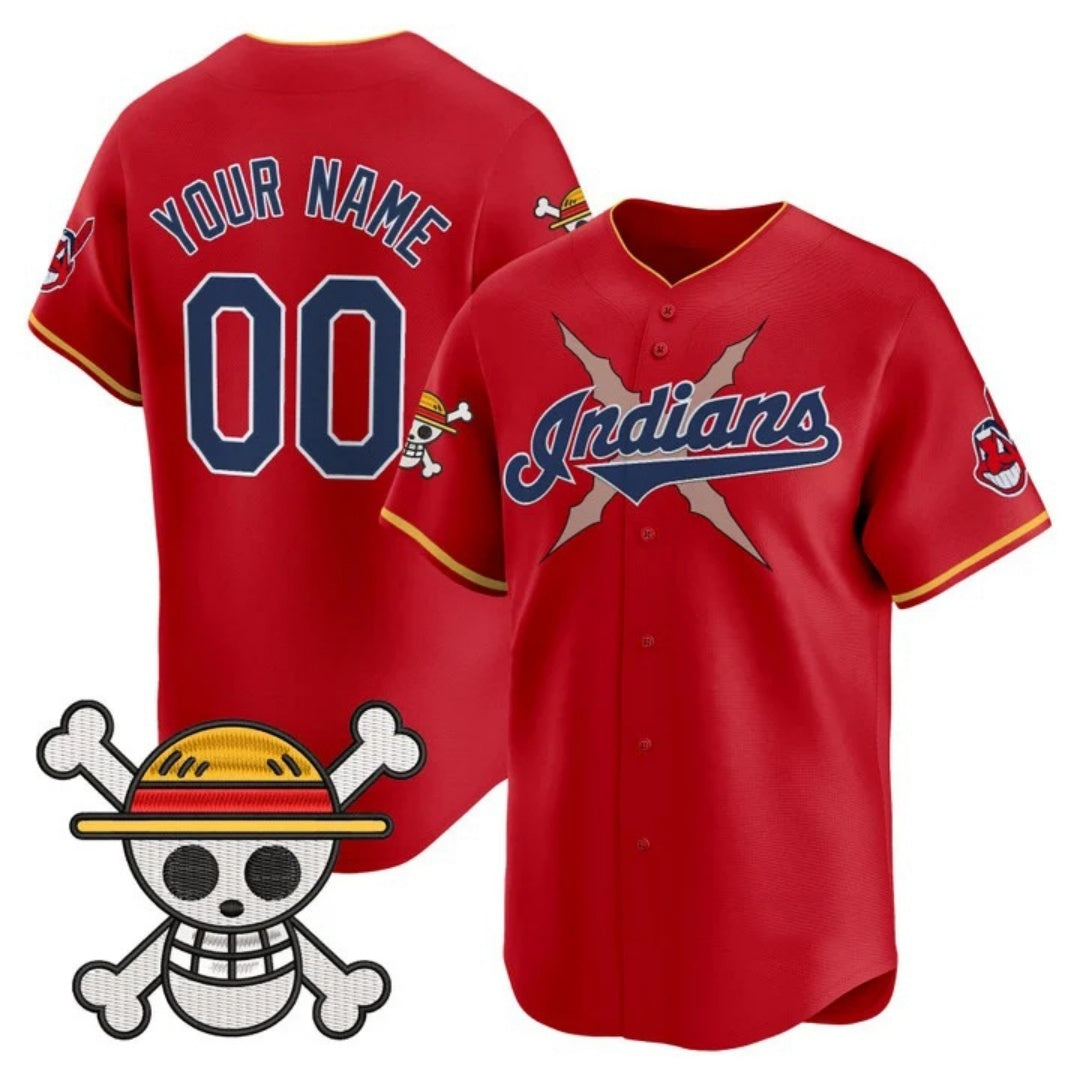 Custom Cleveland Indians x One Piece Red REYNOLDS Vapor Premier Limited Jersey - Stitched