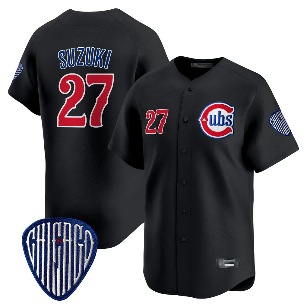 Chicago Cubs #27 Seiya Suzuki Player Black REYNOLDS Vapor Premier Limited Home Stitched Jerseys