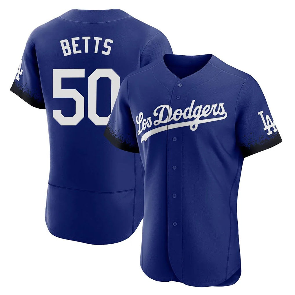 Los Angeles Dodgers #50 Mookie Betts Player Royal REYNOLDS City Connect Elite Home Stitched Jerseys