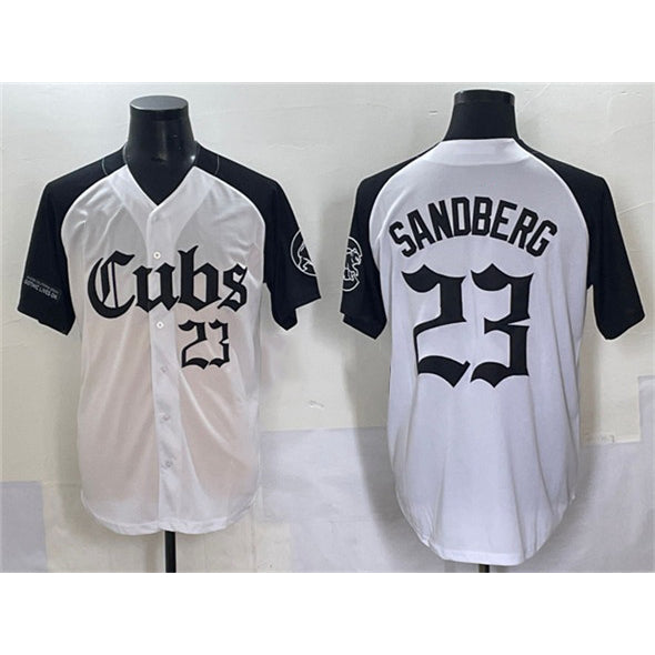 Chicago Cubs #23 Ryne Sandberg White Black REYNOLDS 'Gothic North Side Edition' Vapor Premier Limited Stitched Jersey