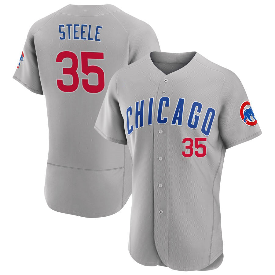 Chicago Cubs #35 Justin Steele Gray REYNOLDS Road Flex Base Player Jersey