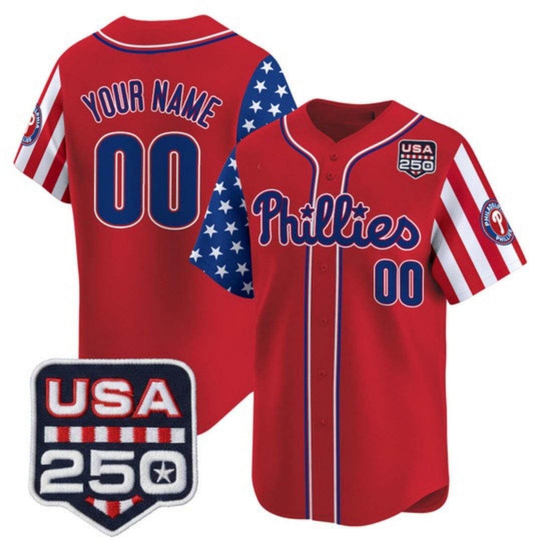 Custom Philadelphia Phillies America 250 Edition Vapor Premier Limited Red REYNOLDS Stitched Jerseys
