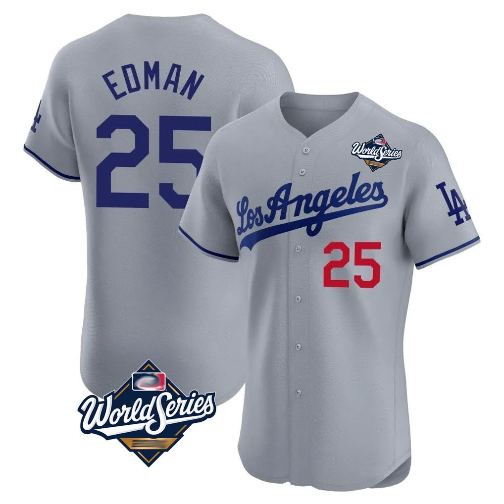 Los Angeles Dodgers #25 Tommy Edman Player Gray REYNOLDS World Series Limited Elite Home Stitched Jerseys