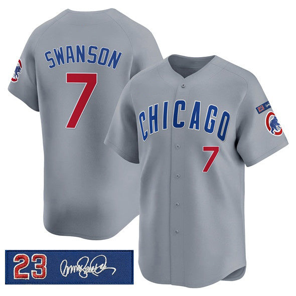 Chicago Cubs #7 Dansby Swanson Gray REYNOLDS 'Ryne Sandberg Tribute' Vapor Limited V3 Stitched Jersey