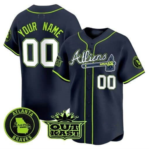 Custom Atlanta Braves Atliens Vapor Premier Limited Jersey ¨C All Stitched-Navy REYNOLDS