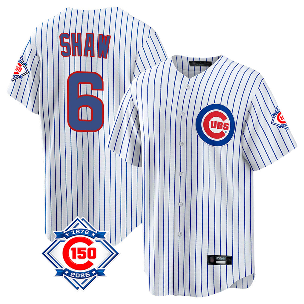 Chicago Cubs #6 Matt Shaw Player White REYNOLDS 150th Anniversary Home Game Stitched Jerseys