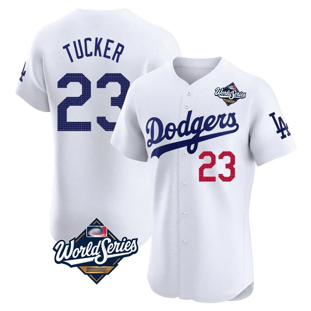Los Angeles Dodgers #23 Kyle Tucker Player White REYNOLDS World Series Limited Elite Home Stitched Jerseys