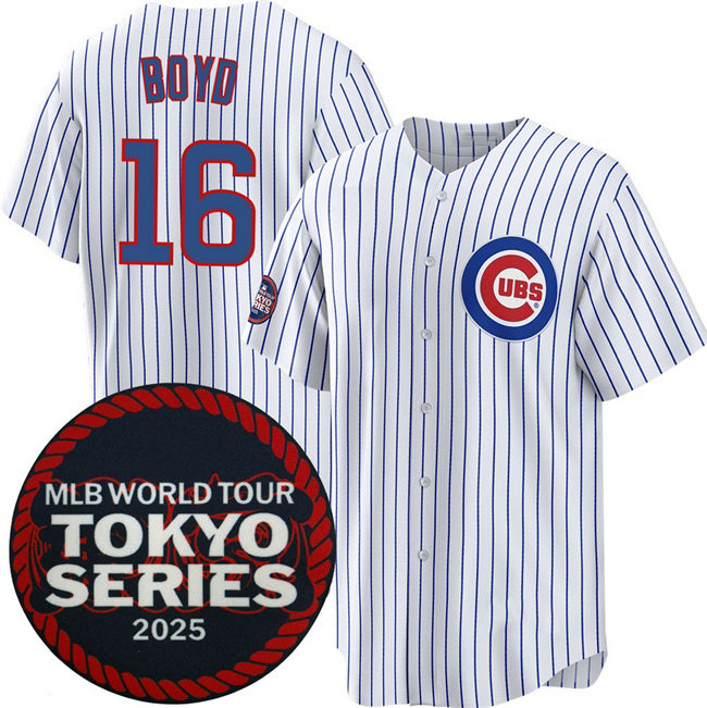 Chicago Cubs #16 Matthew Boyd White REYNOLDS 2025 World Tour Tokyo Series Home Stitched Jersey