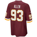 W.Football Team #93 Jonathan Allen Burgundy REYNOLDS Home Game Jersey