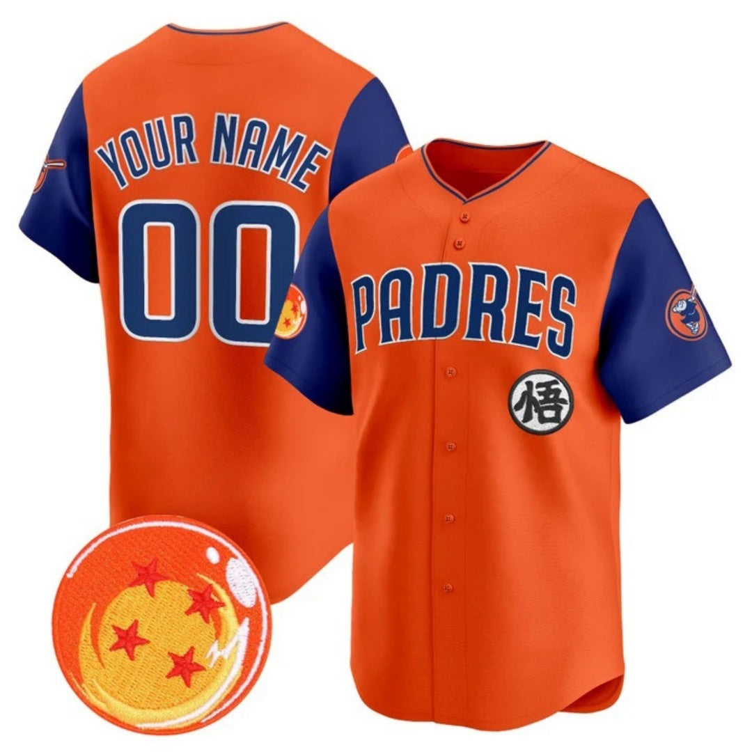 Custom San Diego Padres x Dragon Ball Royal Orange REYNOLDS Vapor Premier Limited Jersey - All Stitched