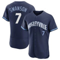 Chicago Cubs #7 Dansby Swanson Player Navy REYNOLDS City Connect Limited Elite Home Stitched Jerseys