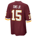 W.Football Team #15 Steven Sims Jr. Burgundy REYNOLDS Game Player Jersey
