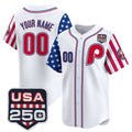 Custom Philadelphia Phillies America 250 Edition Vapor Premier Limited White REYNOLDS Stitched Jerseys