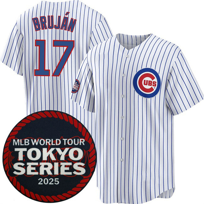 Chicago Cubs #17 Vidal Bruj¨¢n White REYNOLDS 2025 World Tour Tokyo Series Home Stitched Jersey
