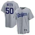 Los Angeles Dodgers #50 Mookie Betts Player Gray REYNOLDS Game Stitched Jerseys
