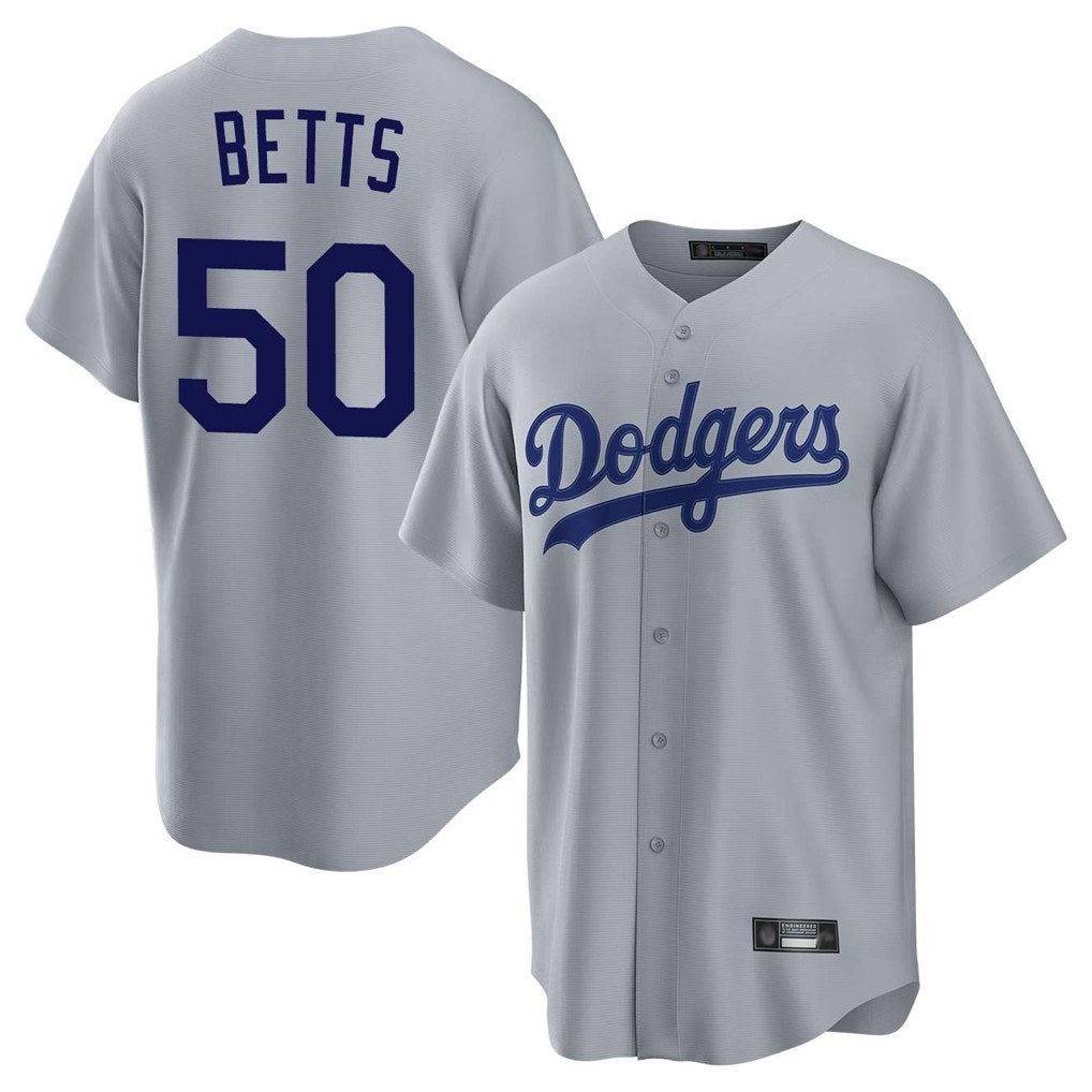 Los Angeles Dodgers #50 Mookie Betts Player Gray REYNOLDS Game Stitched Jerseys