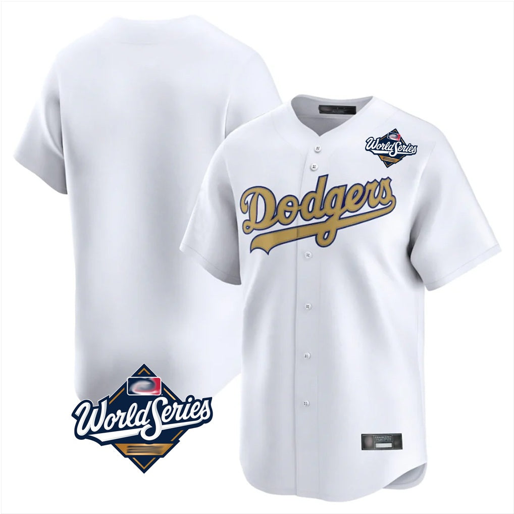 Los Angeles Dodgers Blank Player White Gold REYNOLDS Collection Limited Home World Series Stitched Jerseys