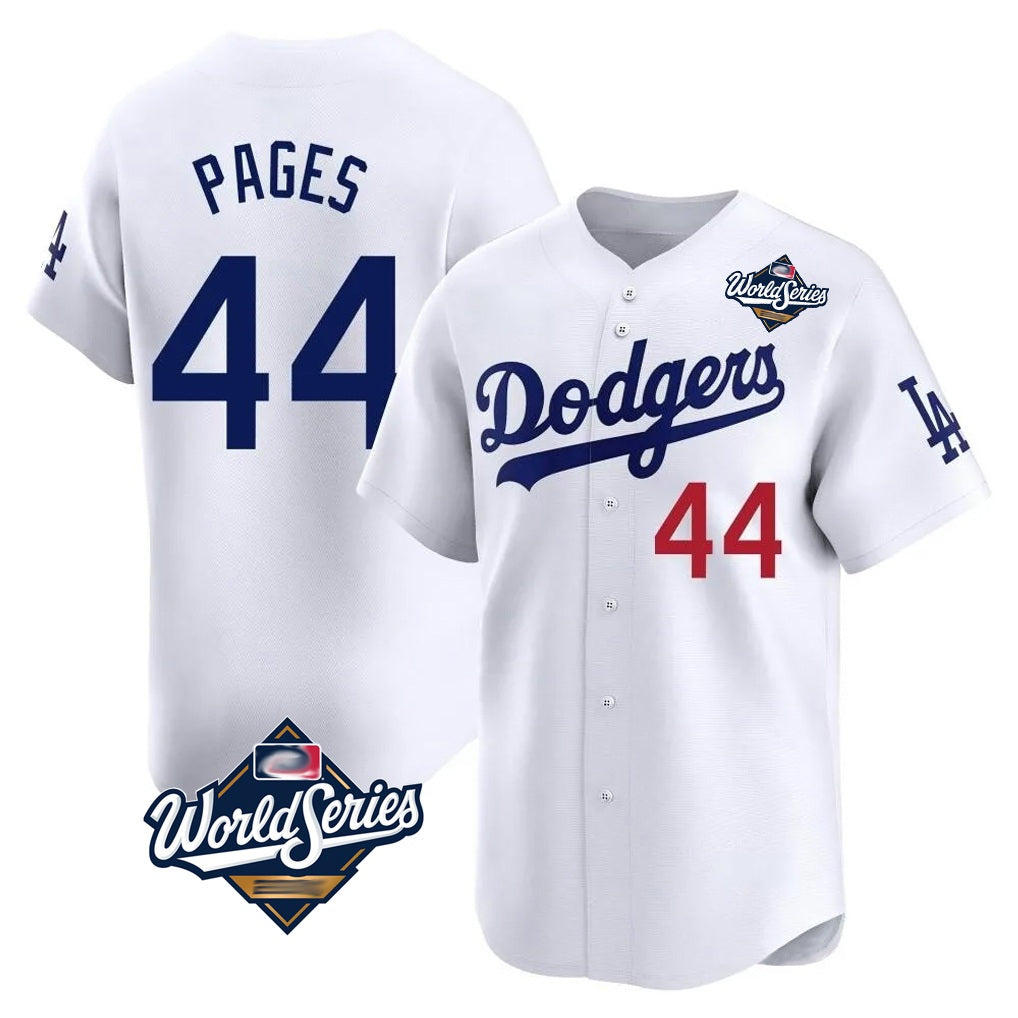 Los Angeles Dodgers #44 Andy Pages Player White REYNOLDS World Series Limited Home Stitched Jerseys