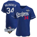 Los Angeles Dodgers #34 Fernando Valenzuela Player Royal REYNOLDS World Series Limited Elite Home Stitched Jerseys