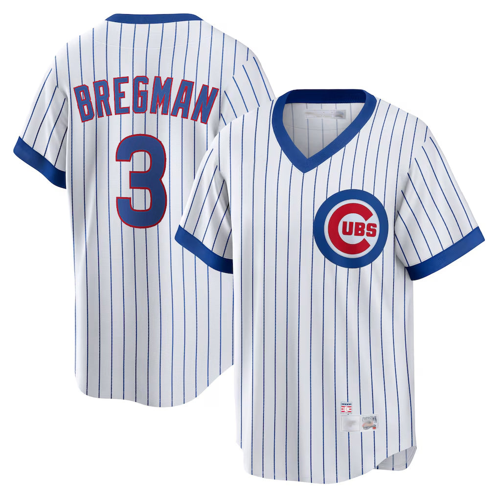 Chicago Cubs #3 Alex Bregman Player White REYNOLDS T-shirt Cooperstown Collection Limited Stitched Jerseys