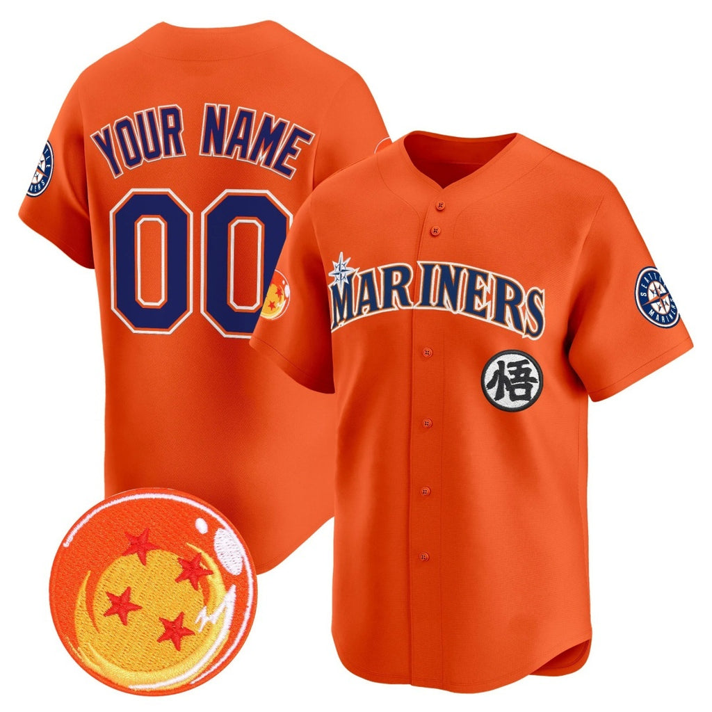 Custom Seattle Mariners x Dragon Ball Orange REYNOLDS Vapor Premier Limited Jersey - All Stitched