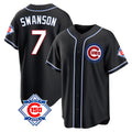 Chicago Cubs #7 Dansby Swanson Player Black REYNOLDS Snake Skin City Game Stitched Jerseys