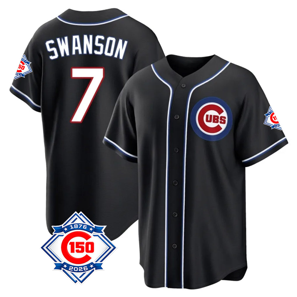 Chicago Cubs #7 Dansby Swanson Player Black REYNOLDS Snake Skin City Game Stitched Jerseys