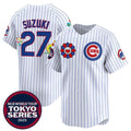 Chicago Cubs #27 Seiya Suzuki White REYNOLDS 2025 Tokyo Series Limited Stitched Jersey