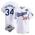 Los Angeles Dodgers #34 Fernando Valenzuela Player White REYNOLDS World Series Limited Home Stitched Jerseys