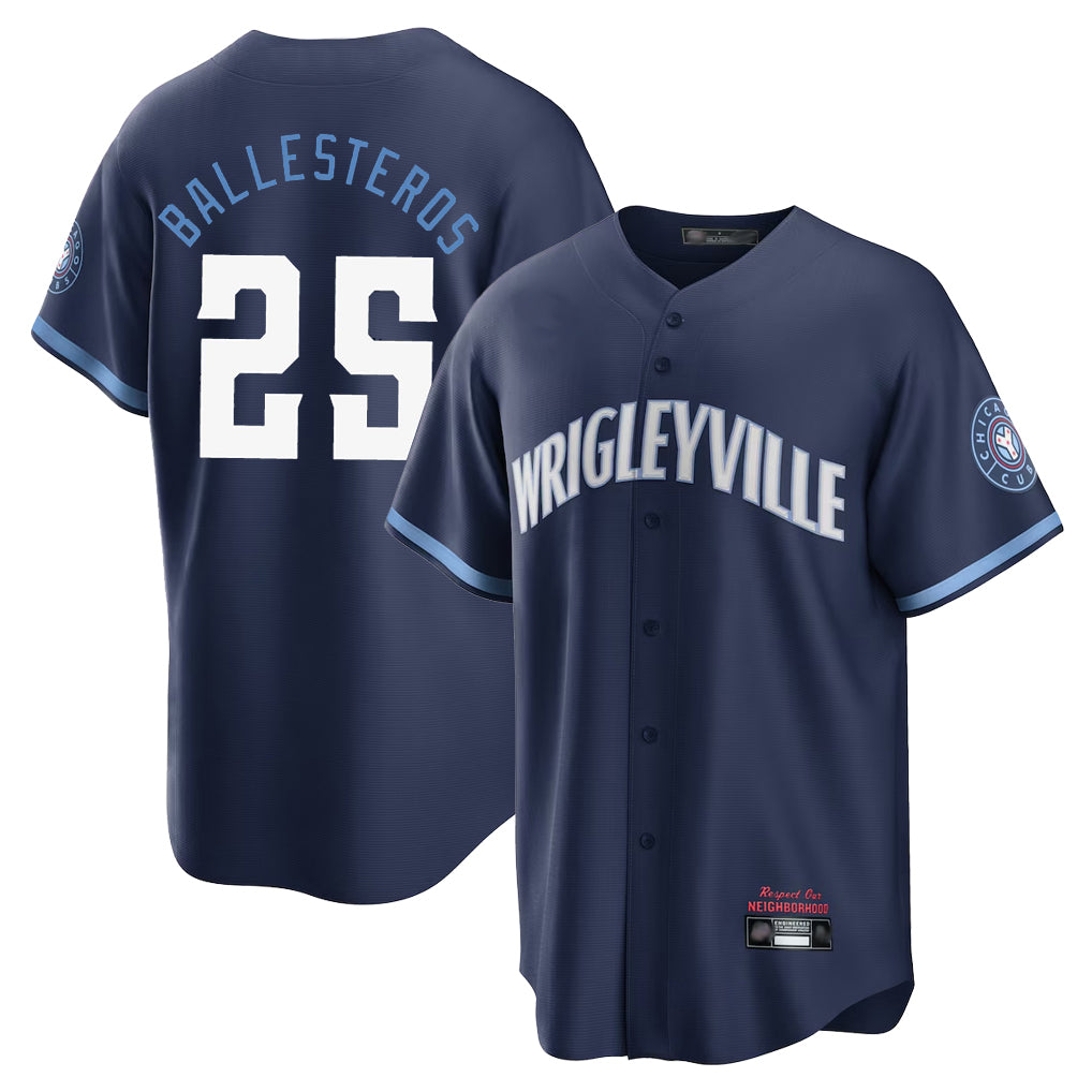 Chicago Cubs #25 Moises Ballesteros Player Navy REYNOLDS City Connect Home Game Stitched Jerseys