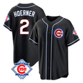 Chicago Cubs #2 Nico Hoerner Player Black REYNOLDS Fashion Out 150th Anniversary Game Stitched Jerseys