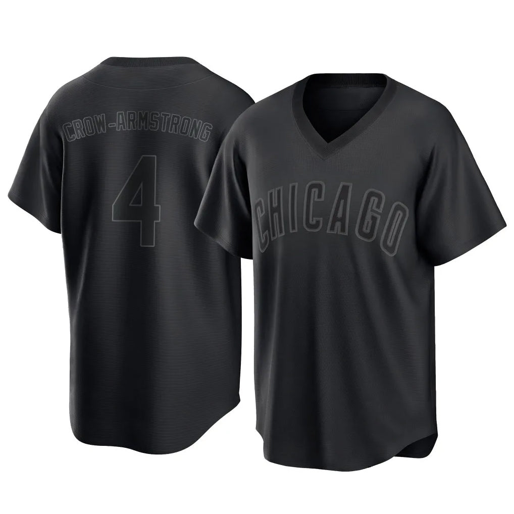 Chicago Cubs #4 Pete Crow-Armstrong Player Black REYNOLDS T-shirt Home Game Stitched Jerseys