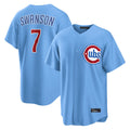 Chicago Cubs #7 Dansby Swanson Player Light Blue REYNOLDS Home Game Stitched Jerseys