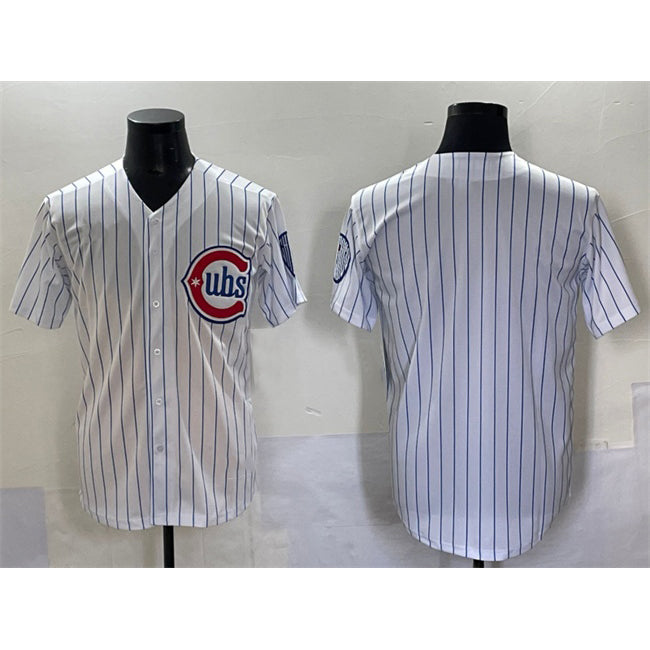 Chicago Cubs Blank White REYNOLDS Pinstripe 2nd Alternate Limited Stitched Jersey
