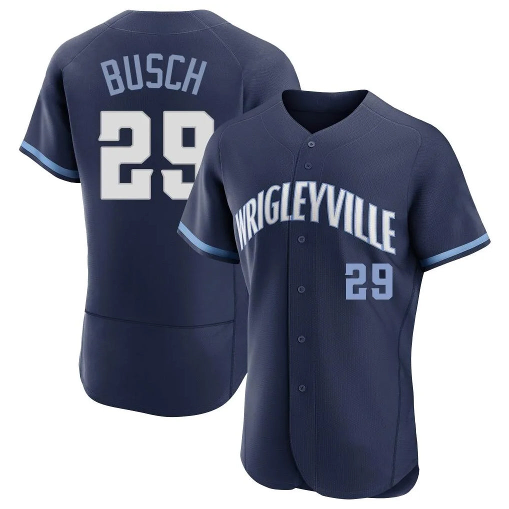 Chicago Cubs #29 Michael Busch Player Navy REYNOLDS City Connect Limited Elite Home Stitched Jerseys