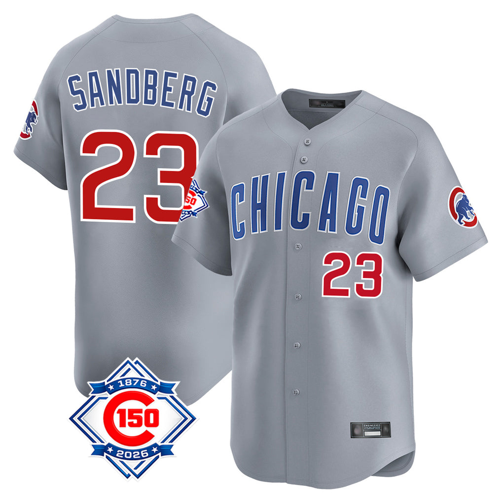 Chicago Cubs #23 Ryne Sandberg Player Gray REYNOLDS Road 150th Anniversary Limited Home Stitched Jerseys