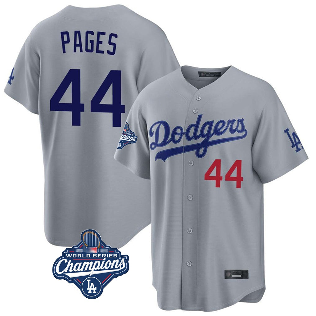 Los Angeles Dodgers #44 Andy Pages Player Gray REYNOLDS World Series Meet Game Home Stitched Jerseys