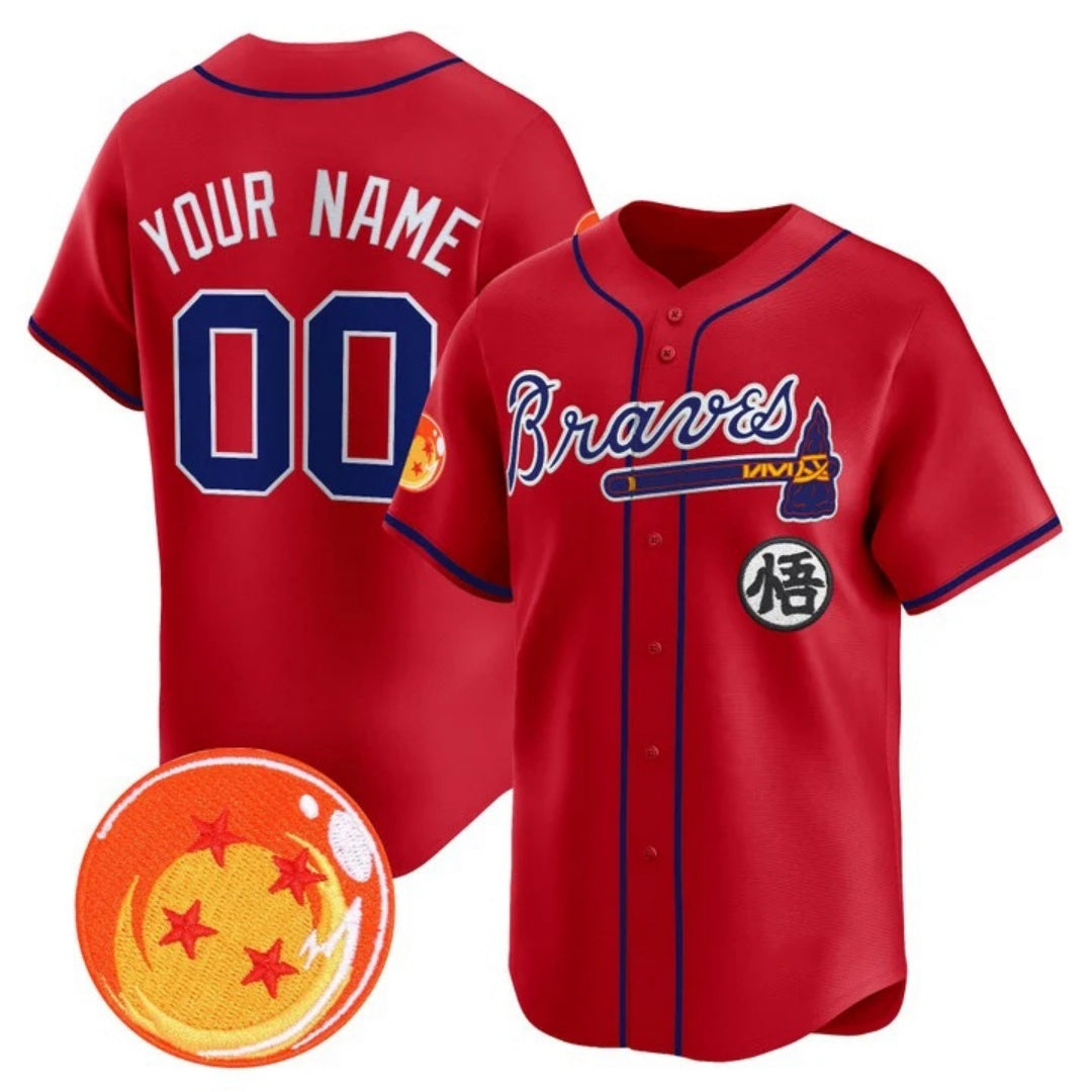 Custom Atlanta Braves x Dragon Ball Red REYNOLDS Vapor Premier Limited Jersey - All Stitched