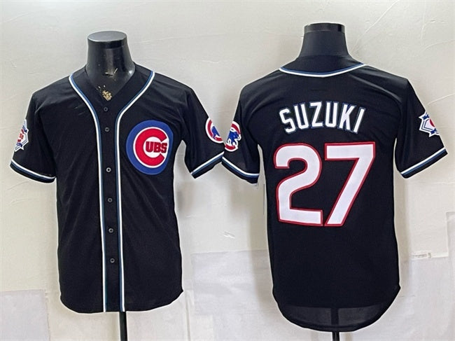 Chicago Cubs #27 Seiya Suzuki 150th Anniversary Black REYNOLDS Out Style Vapor Premier Limited Stitched Jersey