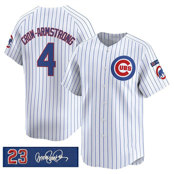 Chicago Cubs #4 Pete Crow-Armstrong White REYNOLDS Pinstripe 'Ryne Sandberg Tribute' Vapor Limited V3 Stitched Jersey