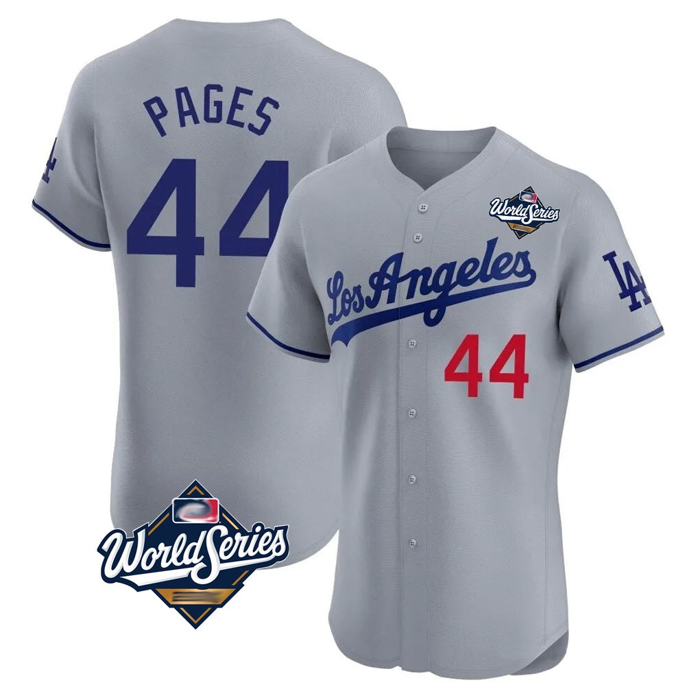 Los Angeles Dodgers #44 Andy Pages Player Gray REYNOLDS World Series Limited Elite Home Stitched Jerseys