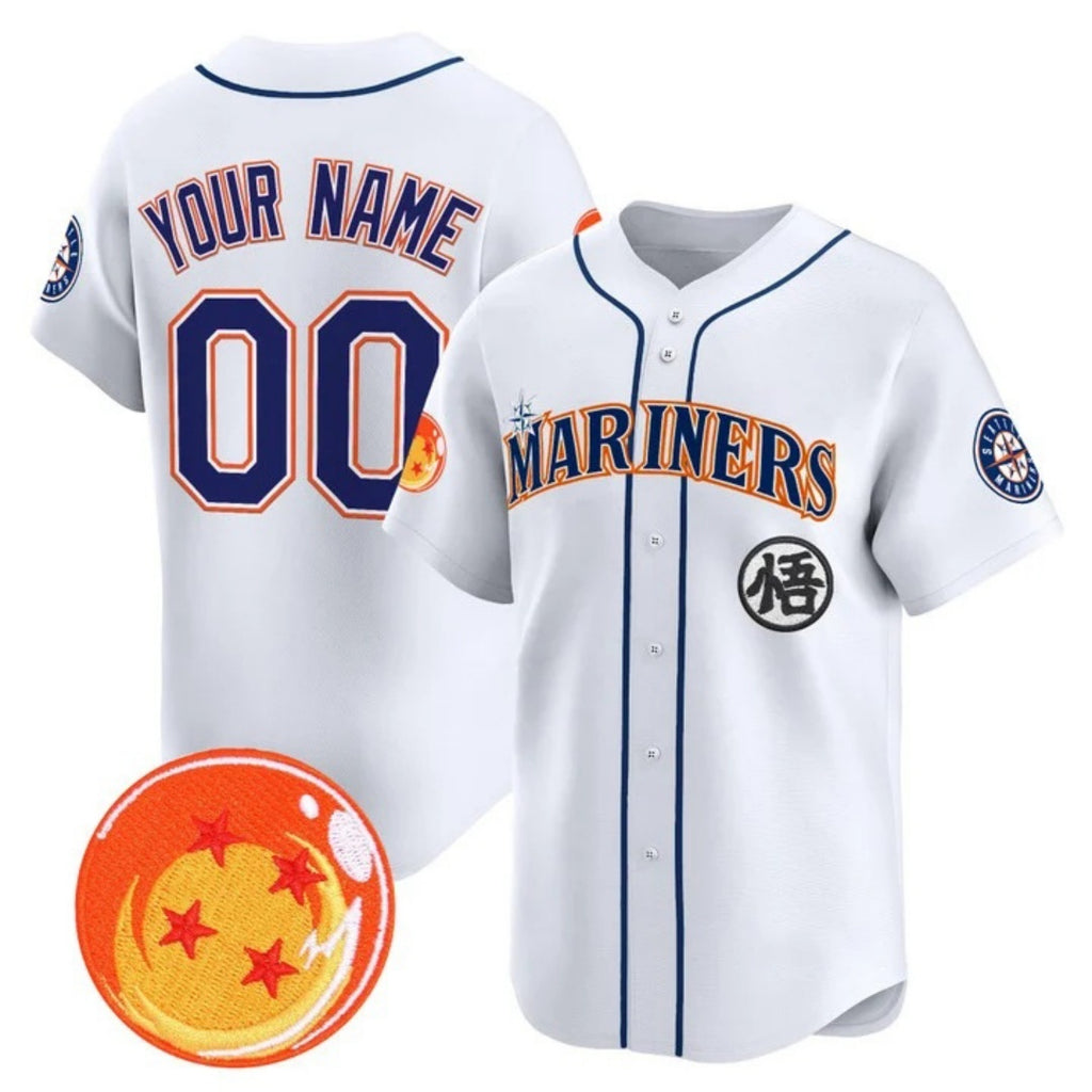 Custom Seattle Mariners x Dragon Ball White REYNOLDS Vapor Premier Limited Jersey - All Stitched