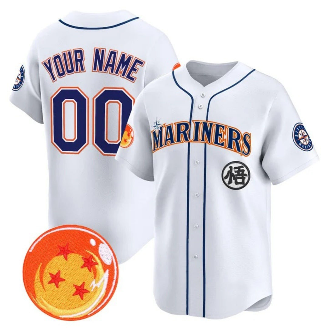 Custom Seattle Mariners x Dragon Ball White REYNOLDS Vapor Premier Limited Jersey - All Stitched